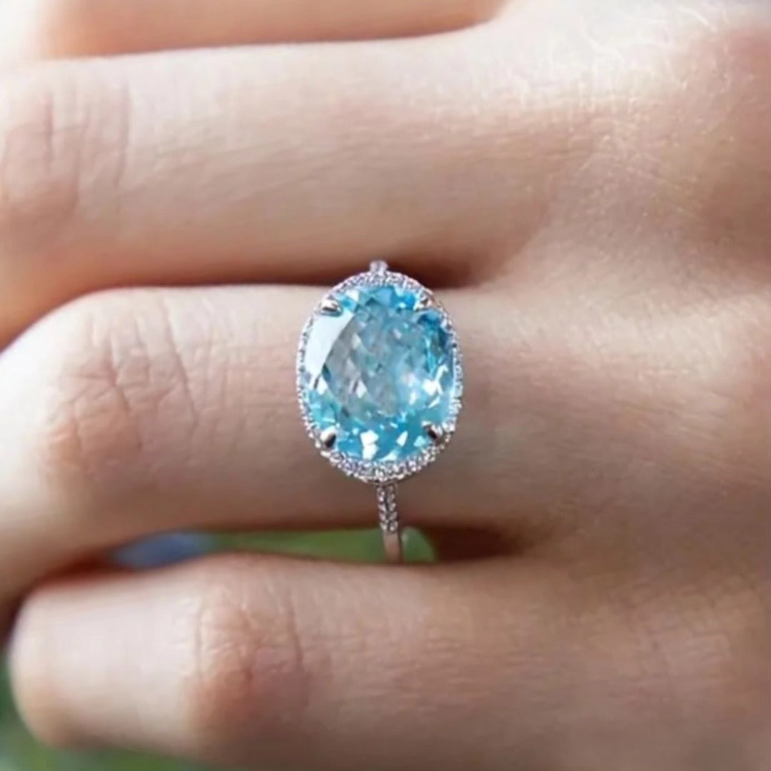 Anillo en plata 925 con aguamarina