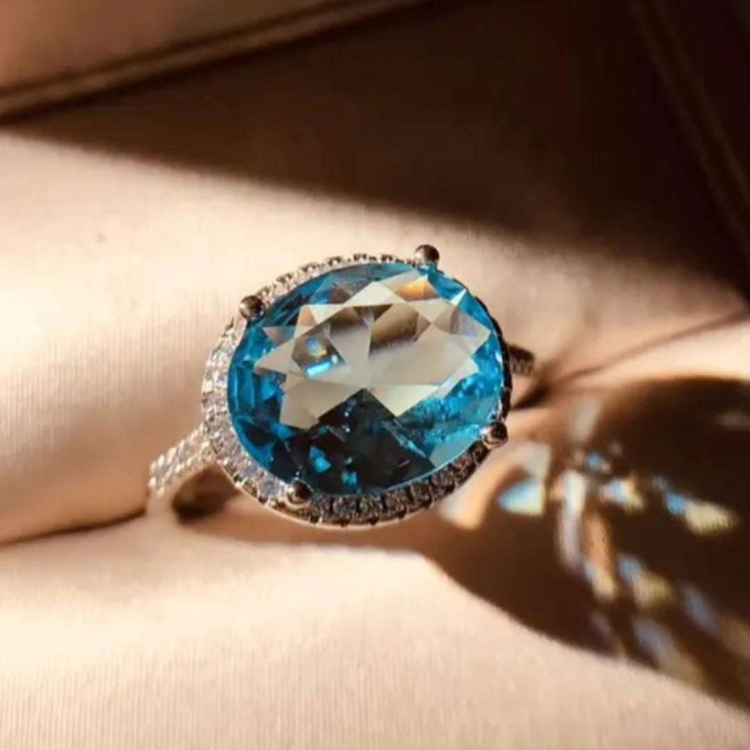 Anillo en plata 925 con aguamarina