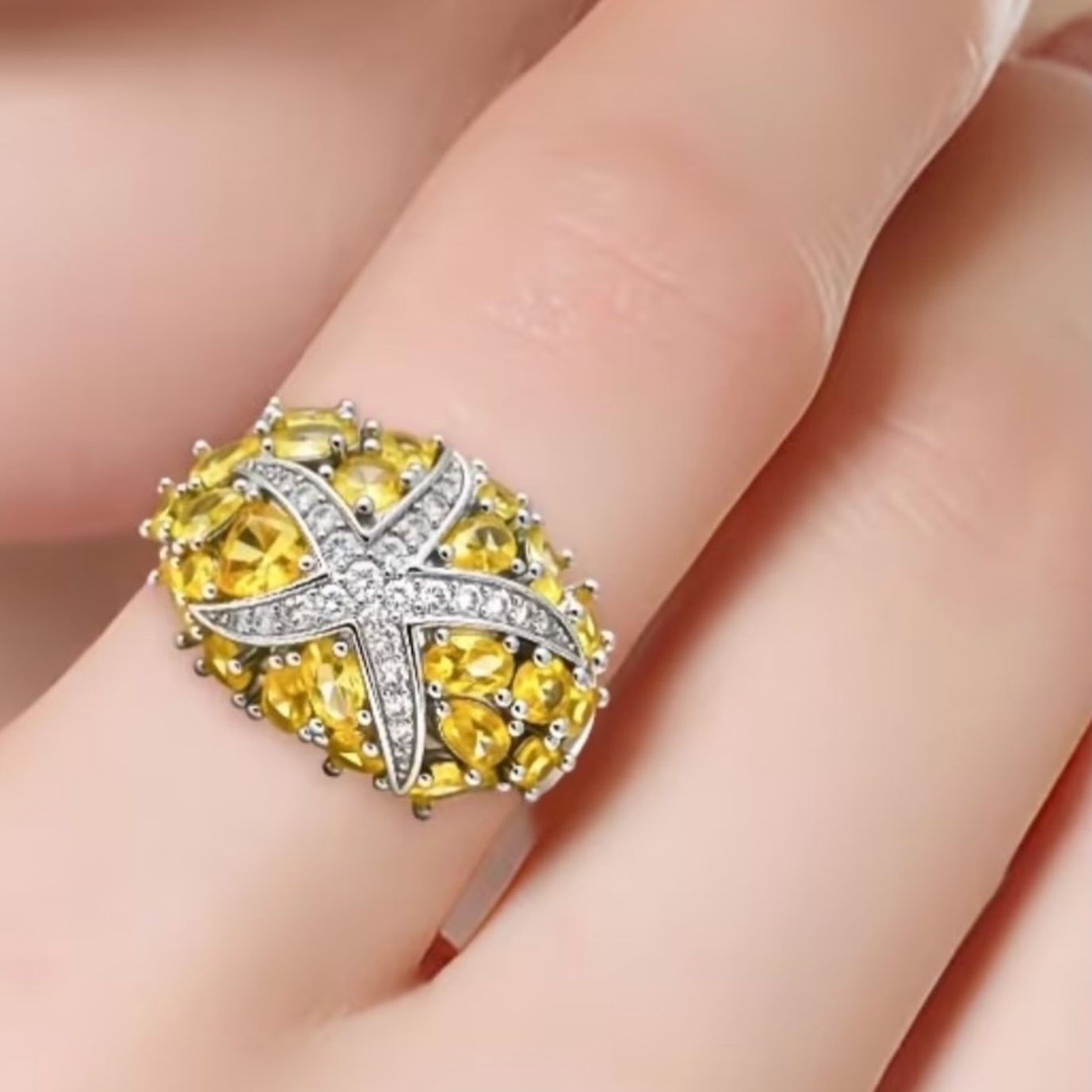 Anillo de Plata 925 con Citrinos - Talla 7